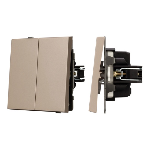 Механизм выключателя двухклавишный непроходной SWT-TENDO-MK02-PL-GD (230V, 10A) (Arlight, -)