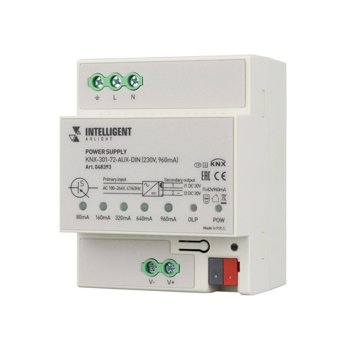 INTELLIGENT ARLIGHT Блок питания шины KNX-301-72-AUX-DIN (230V, 960mA) (IARL, IP20 Пластик, 2 года)