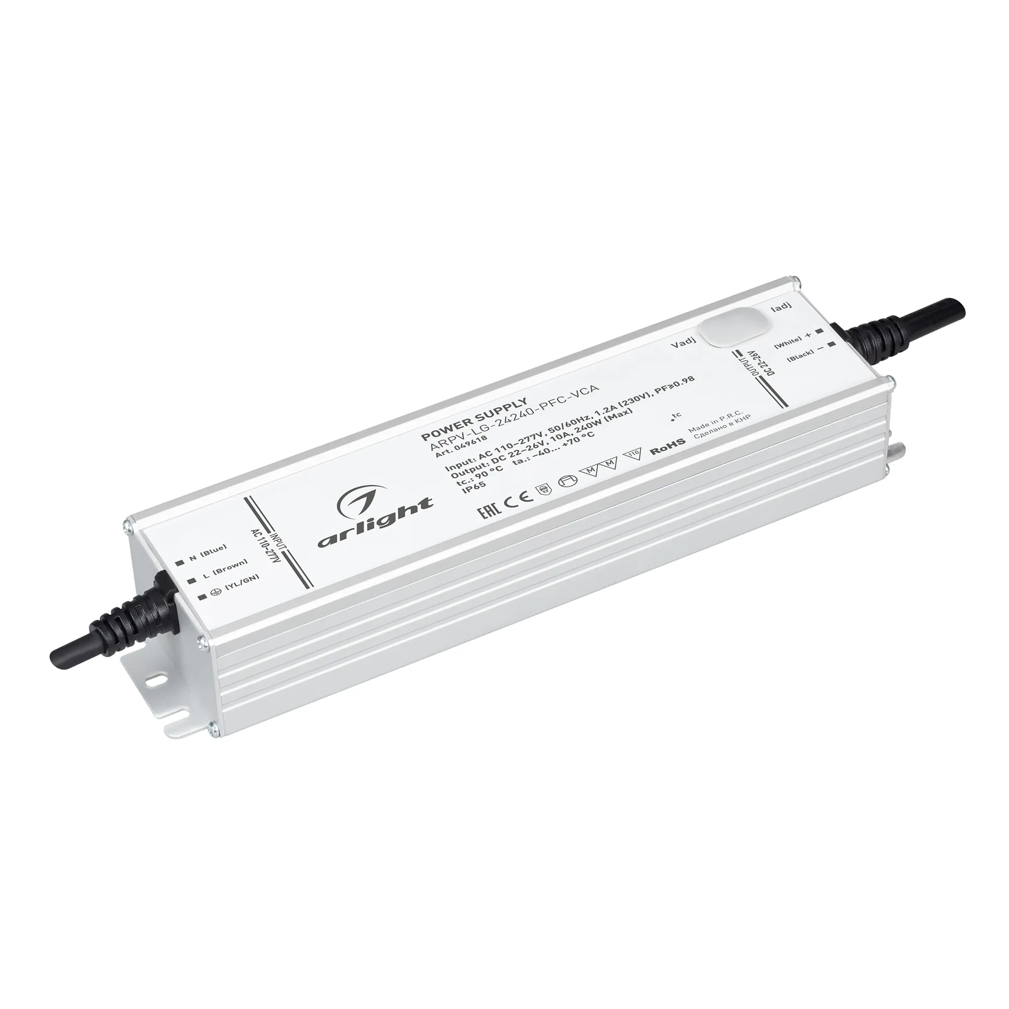 Блок питания ARPV-LG-24240-PFC-VCA (22-26V, 10A, 240W) (Arlight, IP65 Металл, 5 лет) - изображение товара