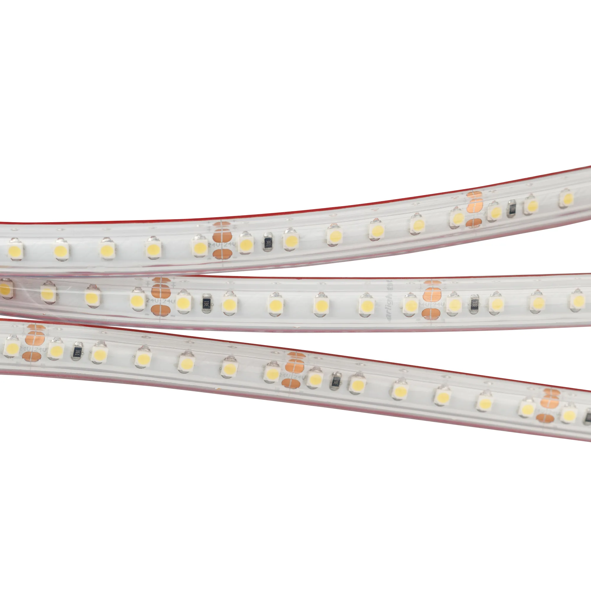 Лента светодиодная RTW 2-5000PS 24V White6000 2x (3528, 600 LED, LUX) (Arlight, 9.6 Вт/м, IP67)