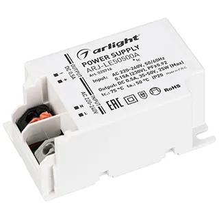 Блок питания ARJ-LE50500A (25W, 500mA, PFC) (Arlight, IP20 Пластик, 3 года) - изображение товара