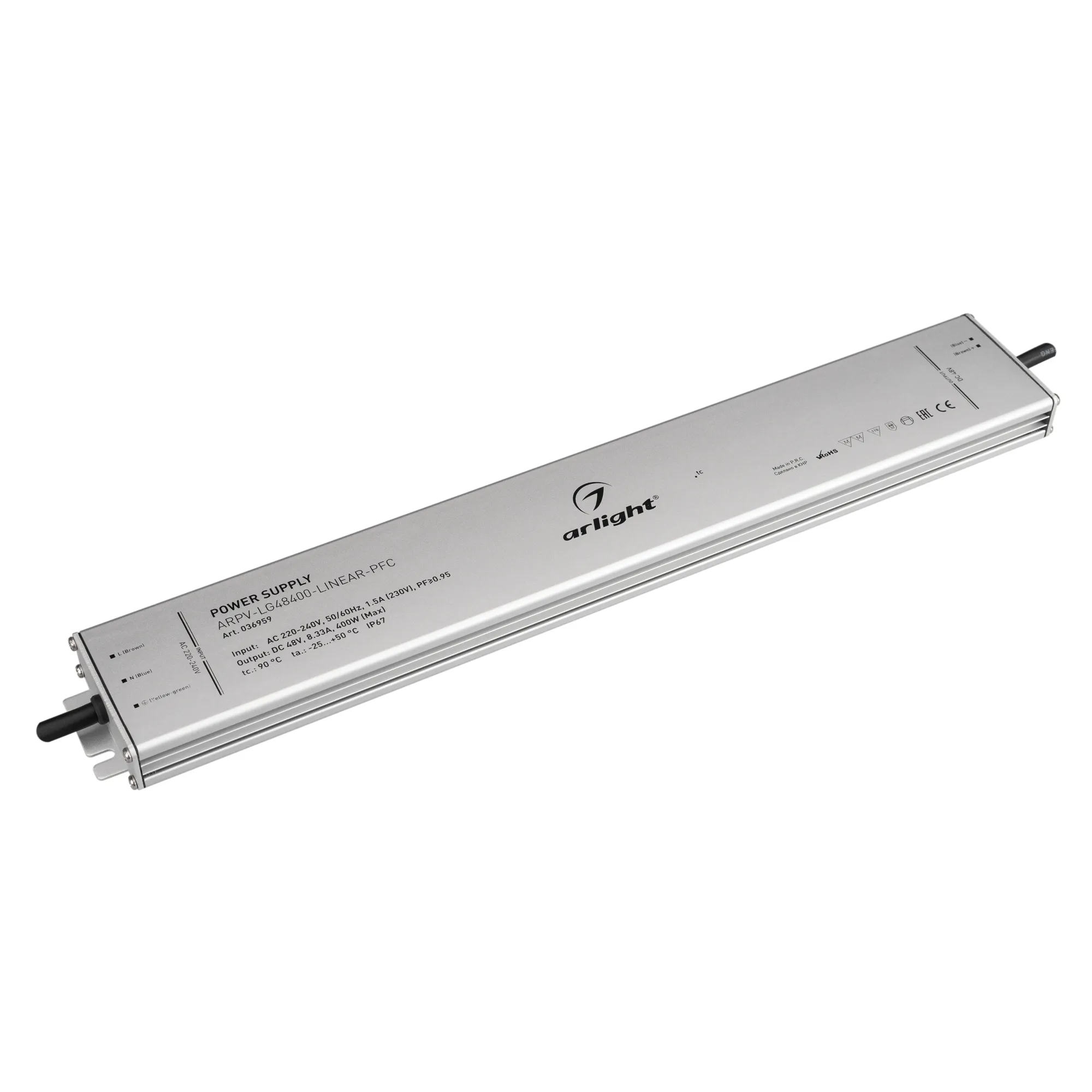 Блок питания ARPV-LG48400-LINEAR-PFC (48V, 8.33A, 400W) (Arlight, IP67 Металл, 5 лет) - изображение товара