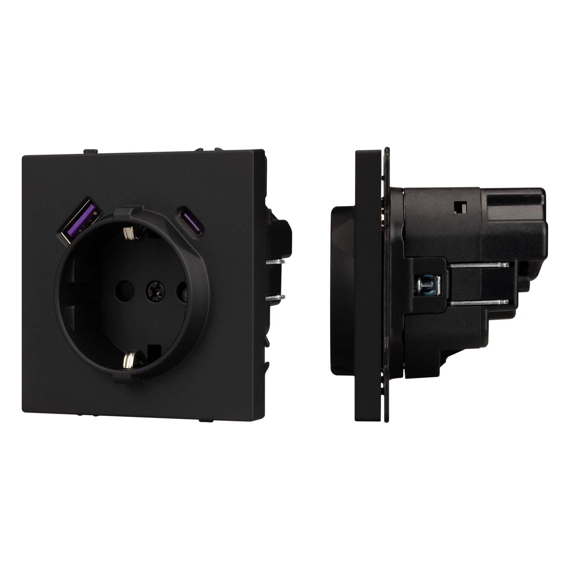 Механизм розетки с USB зарядкой SCT-NOBE-MUAC-SFPL-BK (230V, 16A) (Arlight, -) - изображение товара