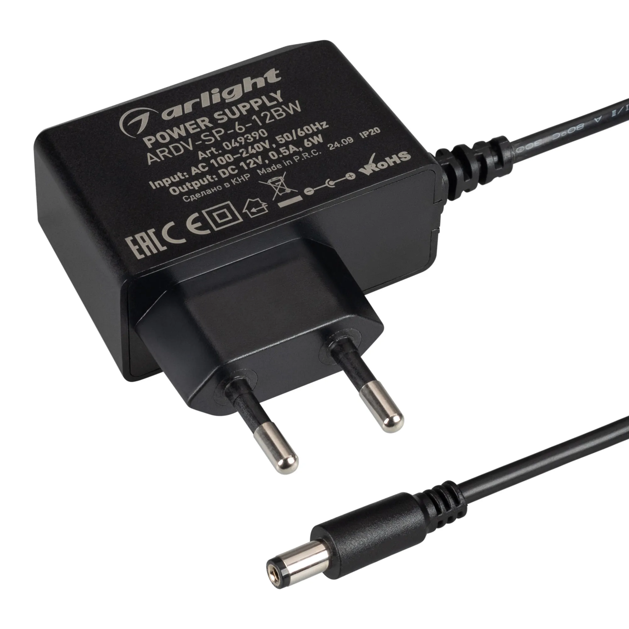 Блок питания ARDV-SP-6-12BW (12V, 0.5A, 6W) (Arlight, Адаптер, 5 лет)
