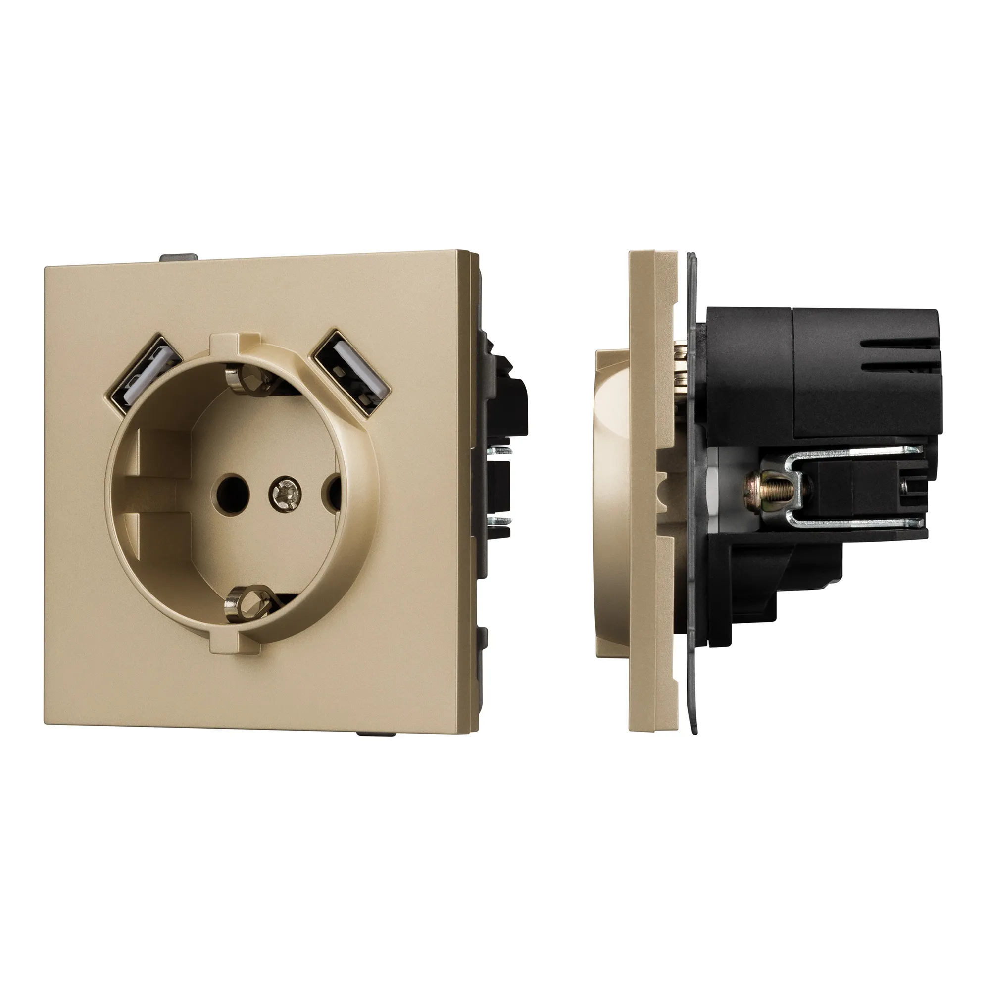 Механизм розетки с USB зарядкой SCT-TENDO-MUAA-SFPL-GD (230V, 16A) (Arlight, -)